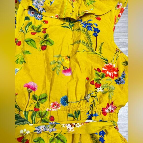 NWT Maeve Anthropologie Yellow Floral Sleeveless Short Mini Dress- Size Medium - Picture 5 of 7
